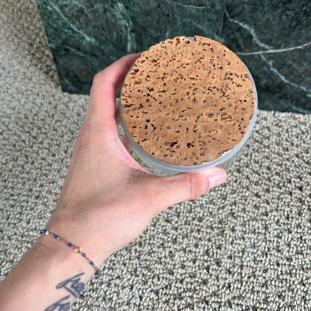 Blue Floral Glass Jar with Cork Lid